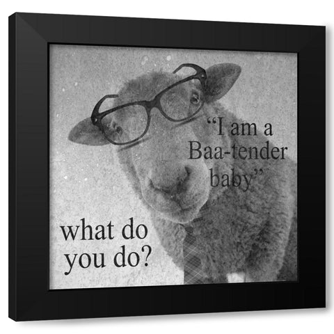 Baa-Tender Black Modern Wood Framed Art Print with Double Matting by Phillip, Jamie
