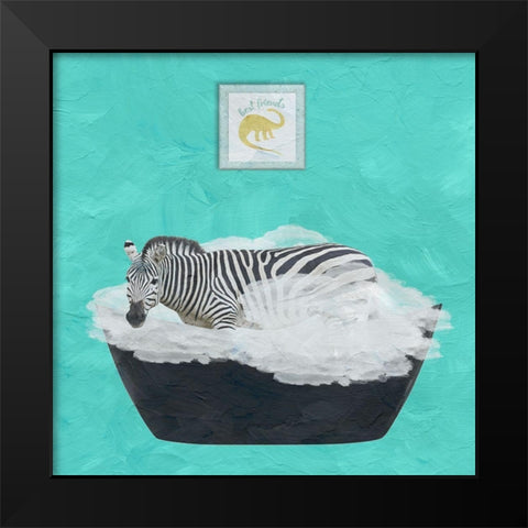 Zebra Bath Black Modern Wood Framed Art Print by Phillip, Jamie