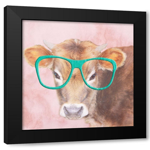 Daisy Cow Black Modern Wood Framed Art Print with Double Matting by Phillip, Jamie