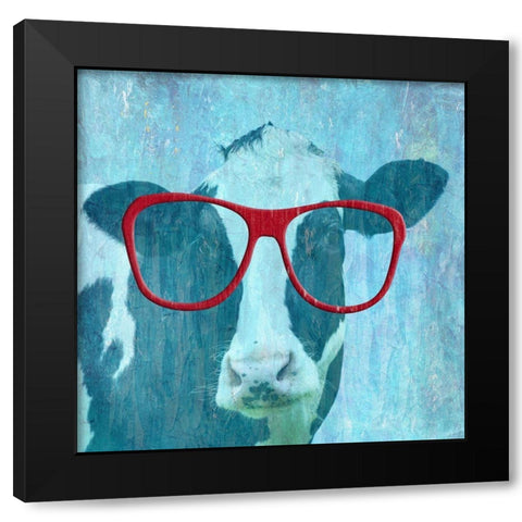 Daisy Cow 2 Black Modern Wood Framed Art Print by Phillip, Jamie