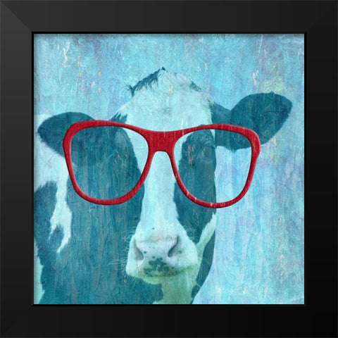 Daisy Cow 2 Black Modern Wood Framed Art Print by Phillip, Jamie