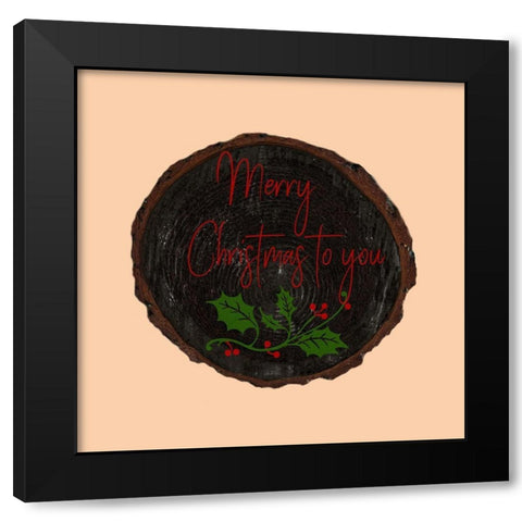 Merry Christmas Black Modern Wood Framed Art Print by Phillip, Jamie