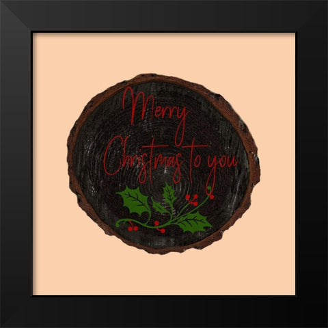 Merry Christmas Black Modern Wood Framed Art Print by Phillip, Jamie