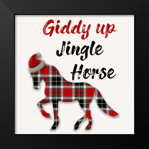 Christmas Horse Black Modern Wood Framed Art Print by Phillip, Jamie