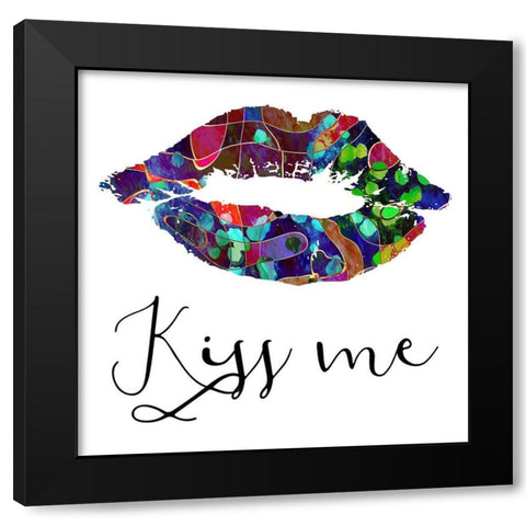 Kiss Me Black Modern Wood Framed Art Print by Phillip, Jamie