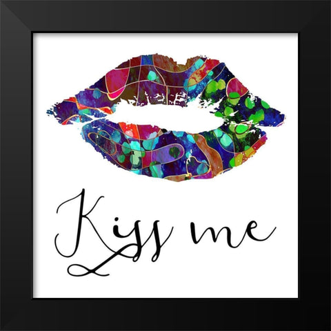 Kiss Me Black Modern Wood Framed Art Print by Phillip, Jamie