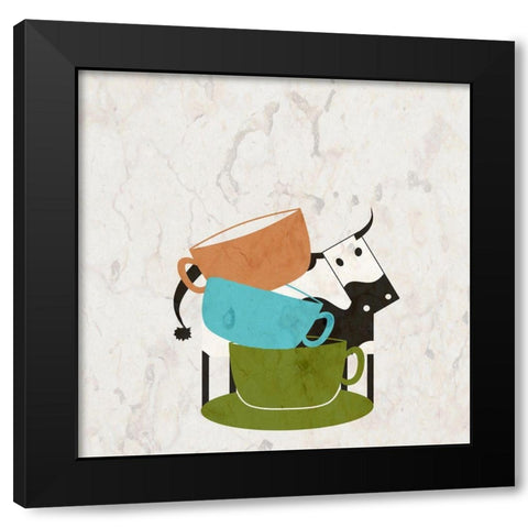 Coffee Bull Black Modern Wood Framed Art Print by Phillip, Jamie