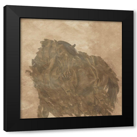 Horse Play Black Modern Wood Framed Art Print with Double Matting by Phillip, Jamie