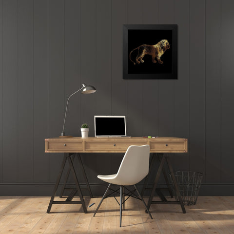 Lion Black Modern Wood Framed Art Print by Phillip, Jamie