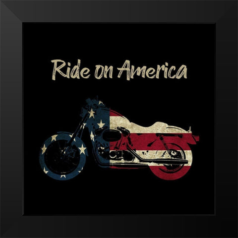 American Ride Black Modern Wood Framed Art Print by Phillip, Jamie