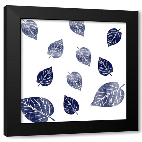 Blue Leaves Black Modern Wood Framed Art Print by Phillip, Jamie