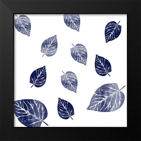 Blue Leaves Black Modern Wood Framed Art Print by Phillip, Jamie