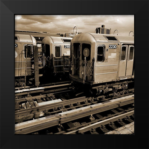 Bronx Trains Black Modern Wood Framed Art Print by Phillip, Jamie