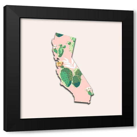 California Map Black Modern Wood Framed Art Print with Double Matting by Phillip, Jamie