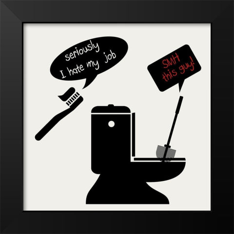 Toilet Talk 2 Black Modern Wood Framed Art Print by Phillip, Jamie