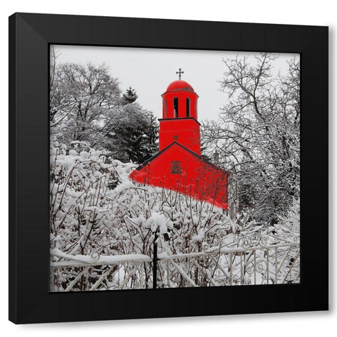 Red Winter 2 Black Modern Wood Framed Art Print with Double Matting by Phillip, Jamie