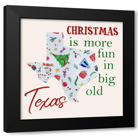 Texas Christmas Black Modern Wood Framed Art Print by Phillip, Jamie