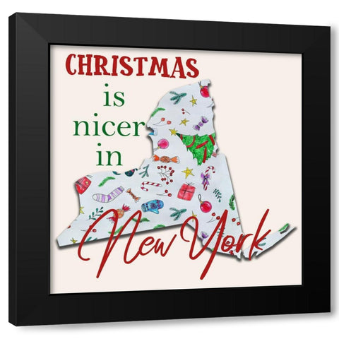New York Christmas Black Modern Wood Framed Art Print with Double Matting by Phillip, Jamie