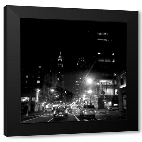 Dark Night New York Black Modern Wood Framed Art Print by Phillip, Jamie