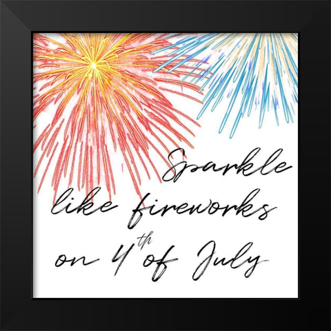 Fireworks Black Modern Wood Framed Art Print by Phillip, Jamie