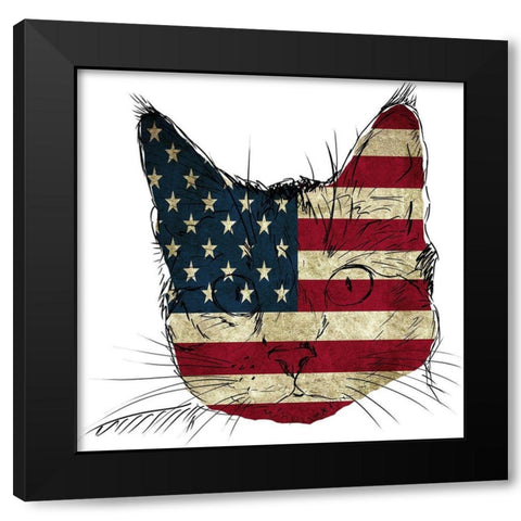 American Cat Black Modern Wood Framed Art Print by Phillip, Jamie