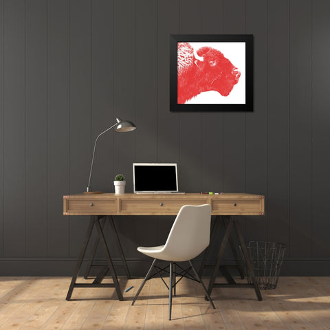 Colored Bison Black Modern Wood Framed Art Print by Phillip, Jamie