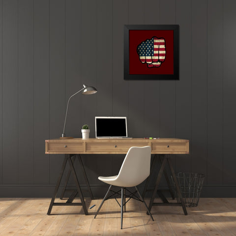 Fist Bump America Black Modern Wood Framed Art Print by Phillip, Jamie