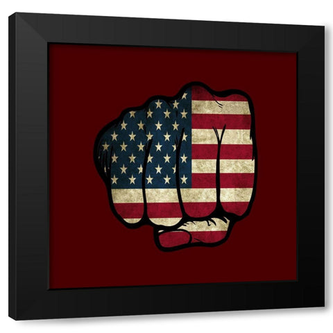 Fist Bump America Black Modern Wood Framed Art Print by Phillip, Jamie