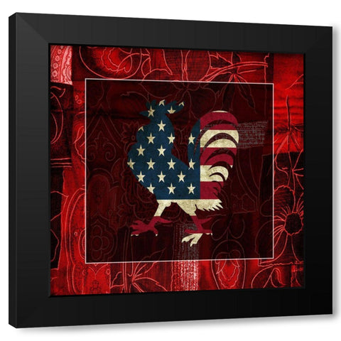 American Rooster Black Modern Wood Framed Art Print with Double Matting by Phillip, Jamie