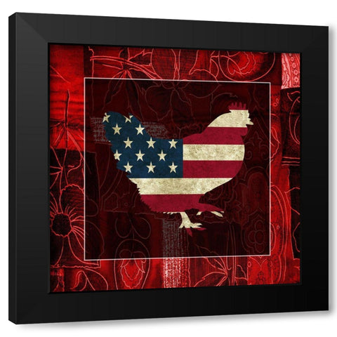 American Rooster 2 Black Modern Wood Framed Art Print with Double Matting by Phillip, Jamie