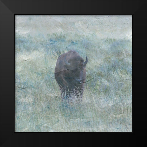 Bison Black Modern Wood Framed Art Print by Phillip, Jamie
