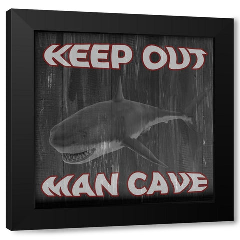 Man Cave Keep Out Black Modern Wood Framed Art Print with Double Matting by Phillip, Jamie