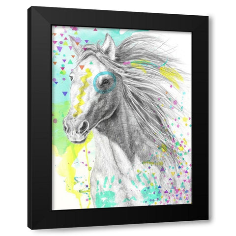 War Pony Black Modern Wood Framed Art Print with Double Matting by Urban Road