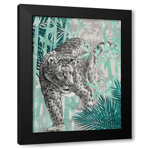 Leopard Black Modern Wood Framed Art Print by Urban Road