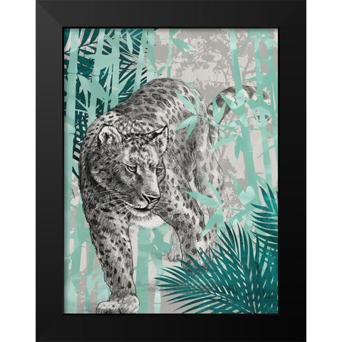 Leopard Black Modern Wood Framed Art Print by Urban Road