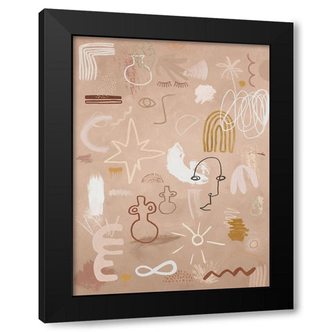 Cave Drawings Black Modern Wood Framed Art Print with Double Matting by Urban Road