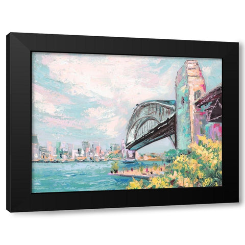 Harbour Bridge Black Modern Wood Framed Art Print by Urban Road
