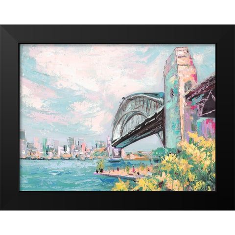 Harbour Bridge Black Modern Wood Framed Art Print by Urban Road