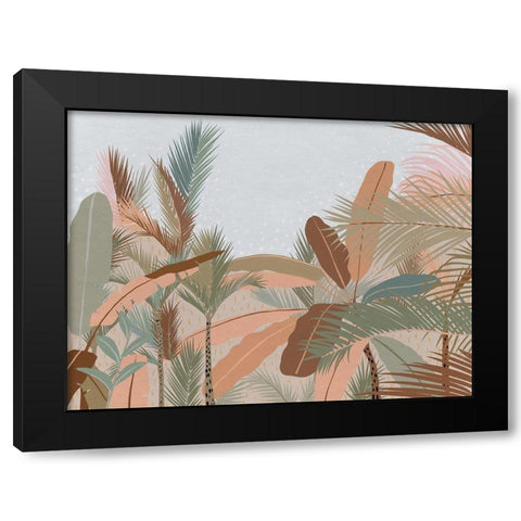 Peach Beach Black Modern Wood Framed Art Print with Double Matting by Urban Road