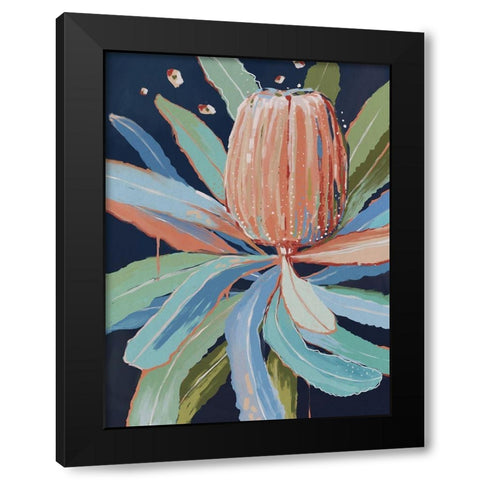 Coral Banksia Black Modern Wood Framed Art Print with Double Matting by Urban Road
