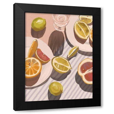Citrus Fusion Black Modern Wood Framed Art Print by Urban Road