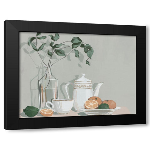 Mint, Lime And Oranges Black Modern Wood Framed Art Print with Double Matting by Urban Road
