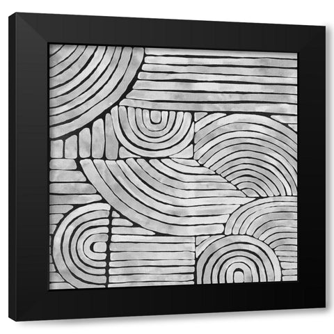Mazy Thoughts Black Modern Wood Framed Art Print by Urban Road