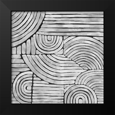 Mazy Thoughts Black Modern Wood Framed Art Print by Urban Road