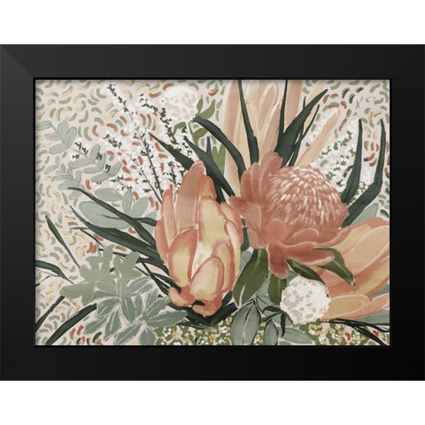 Floral Blush II Black Modern Wood Framed Art Print by Urban Road
