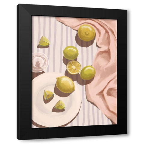 Sour Pink Black Modern Wood Framed Art Print with Double Matting by Urban Road