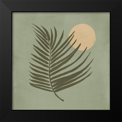 Sunrise Palm Green Black Modern Wood Framed Art Print by Urban Road