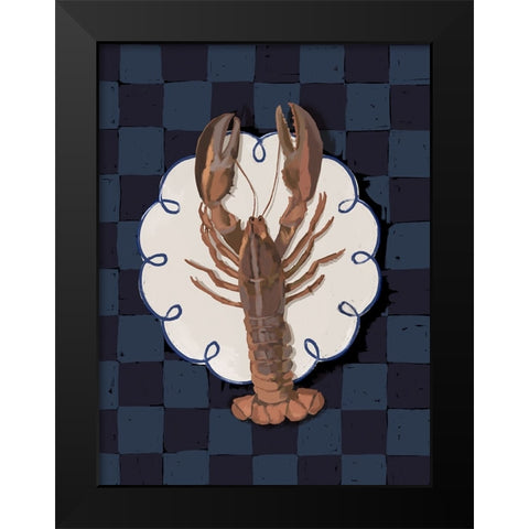 Freshwater Deep Blue Black Modern Wood Framed Art Print by Urban Road