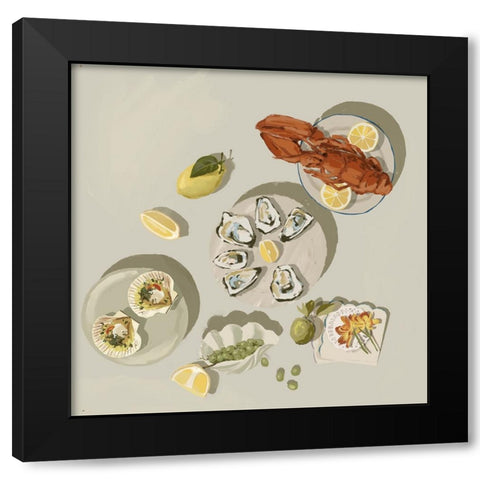 Family Gathering Beige Black Modern Wood Framed Art Print with Double Matting by Urban Road