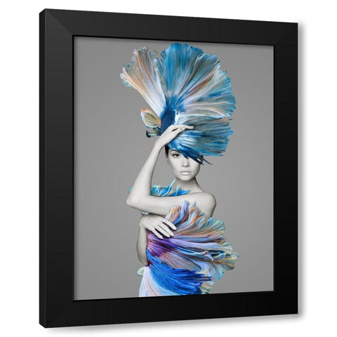 Delphine Black Modern Wood Framed Art Print with Double Matting by Urban Road